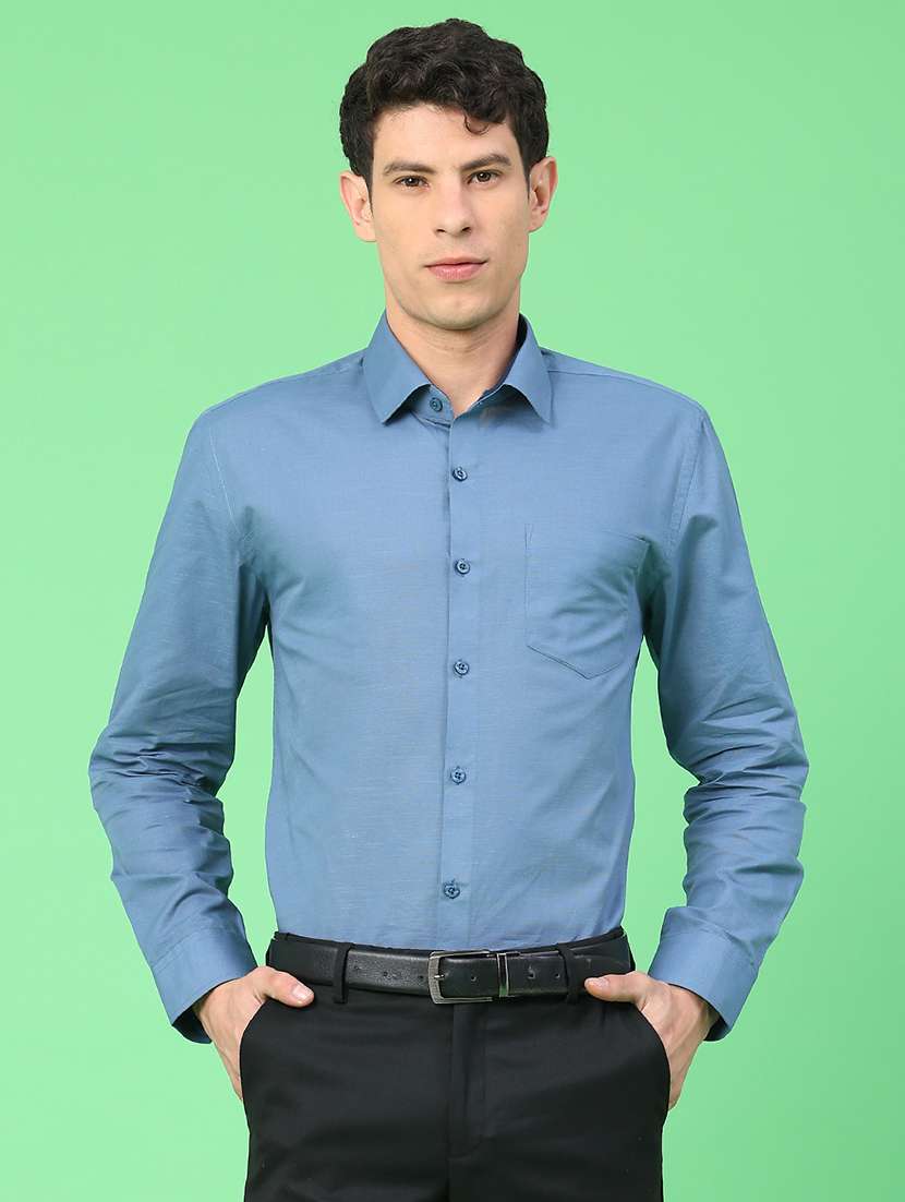 men solid long sleeve slim fit formal shirt - 22105378 -  Standard Image - 1