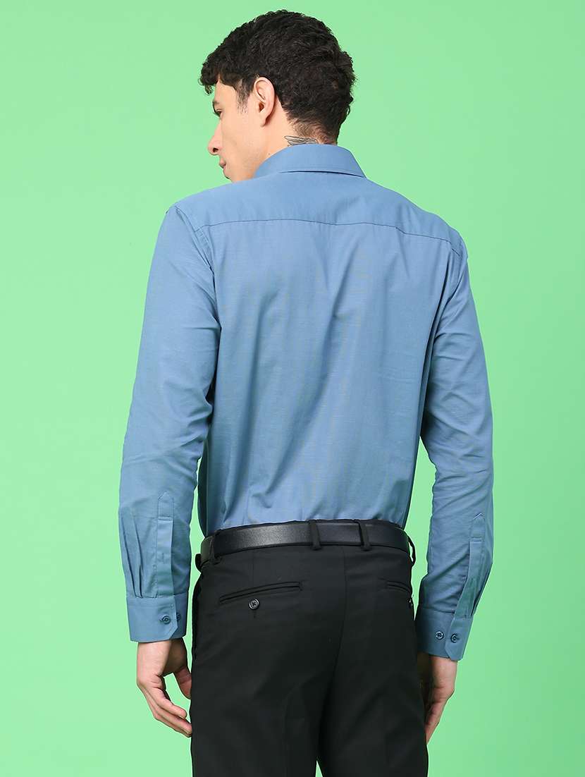 men solid long sleeve slim fit formal shirt - 22105378 -  Standard Image - 4