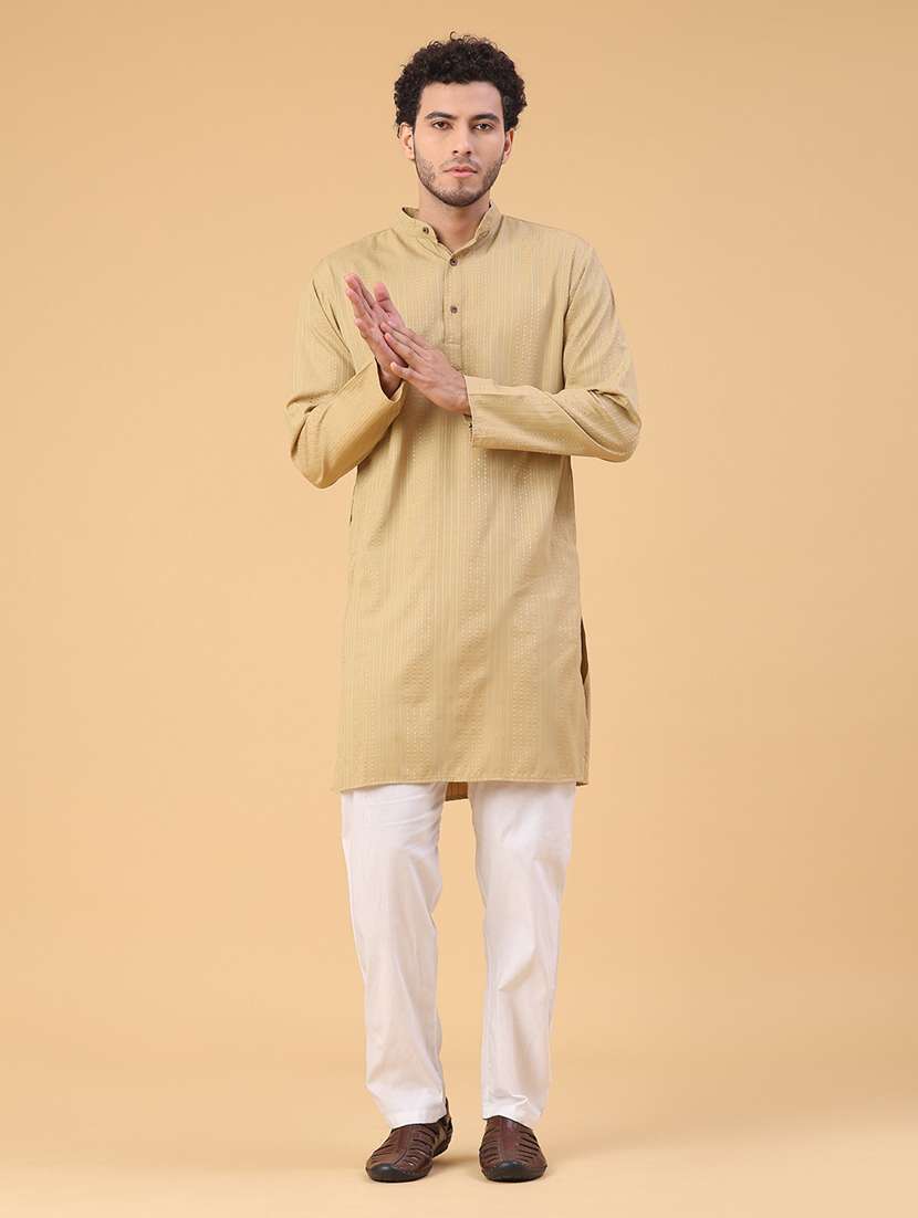 men self design mandarin kurta pyjama ethnic wear set - 22105386 -  Standard Image - 1