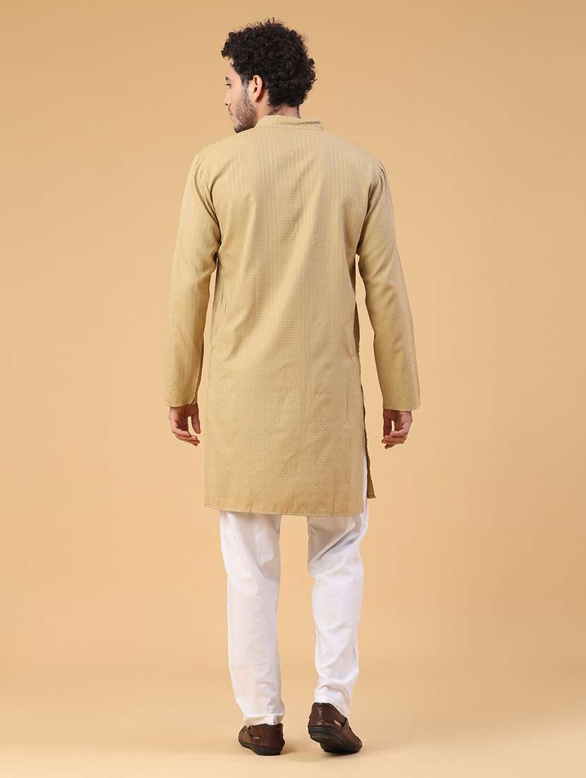 men self design mandarin kurta pyjama ethnic wear set - 22105386 -  Standard Image - 4
