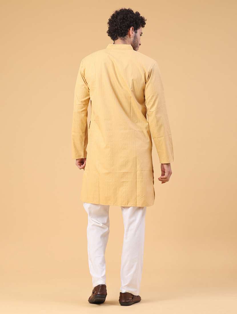 men self design mandarin kurta pyjama ethnic wear set - 22105387 -  Standard Image - 4