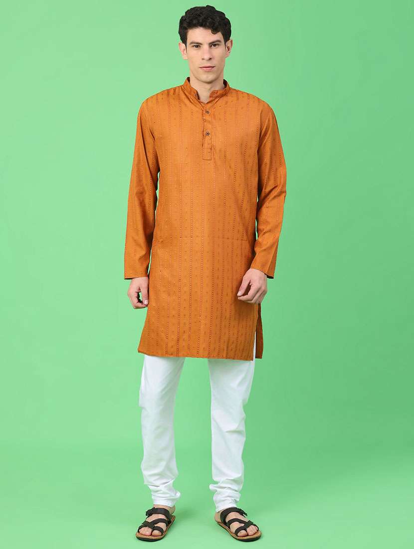 men self design mandarin neck kurta churidar ethnic wear set - 22105390 -  Standard Image - 1