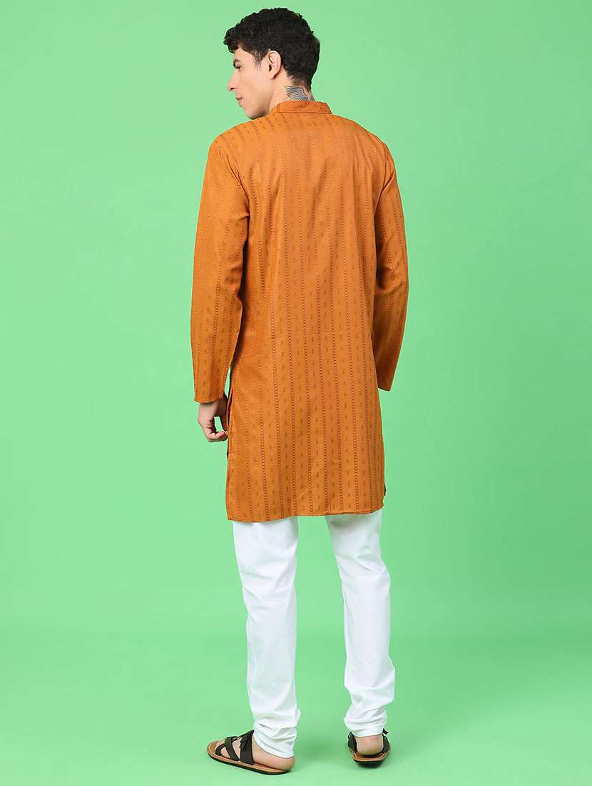 men self design mandarin neck kurta churidar ethnic wear set - 22105390 -  Standard Image - 4