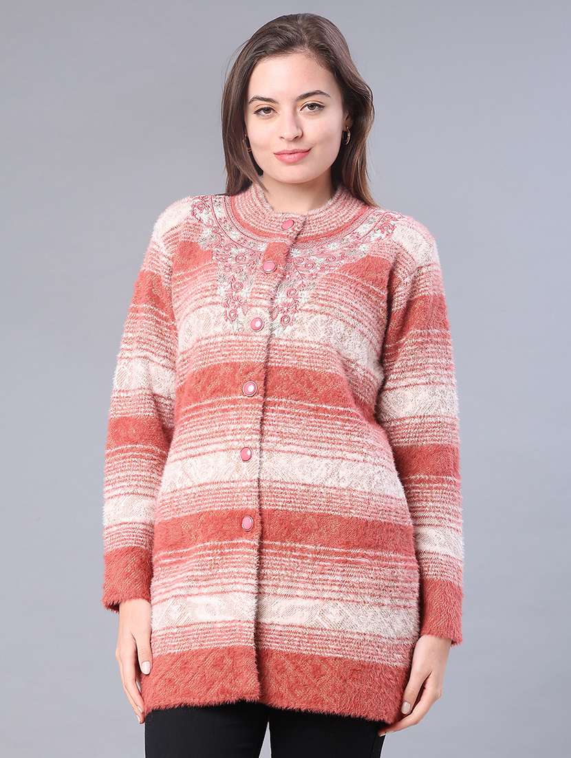 women self designed long sleeve cardigan - 22105399 -  Standard Image - 1