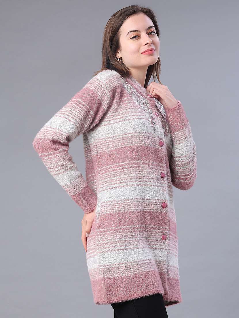women self designed long sleeve cardigan - 22105400 -  Standard Image - 1
