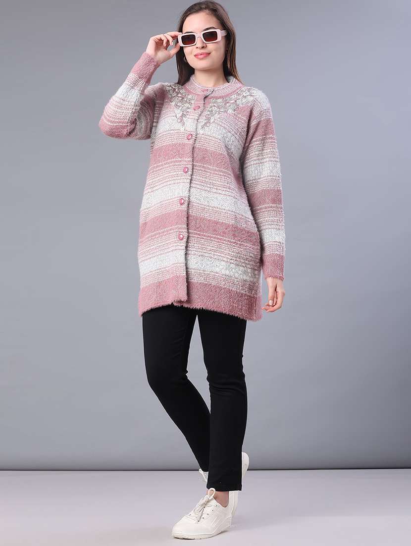 women self designed long sleeve cardigan - 22105400 -  Standard Image - 4