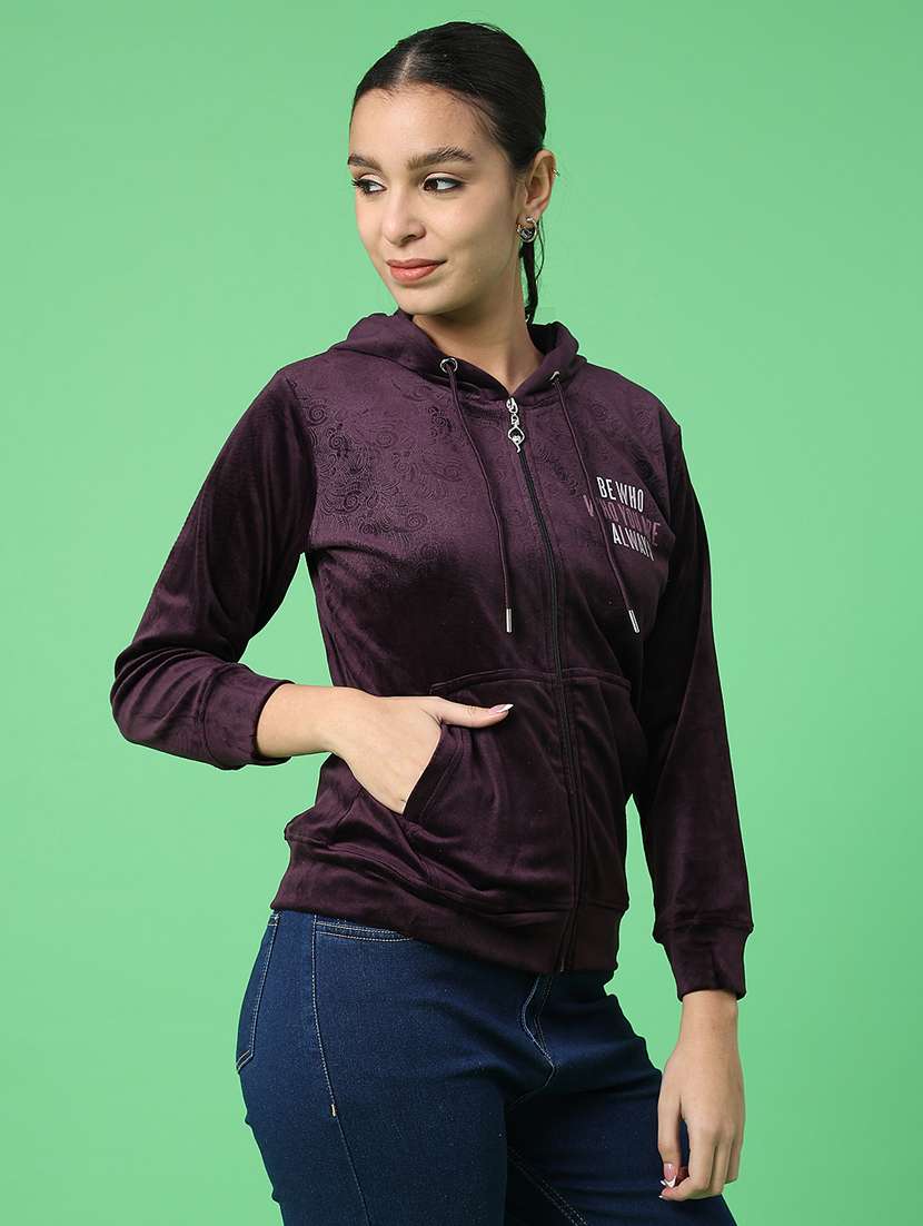 women typographic long sleeve hooded sweatshirt - 22105419 -  Standard Image - 1