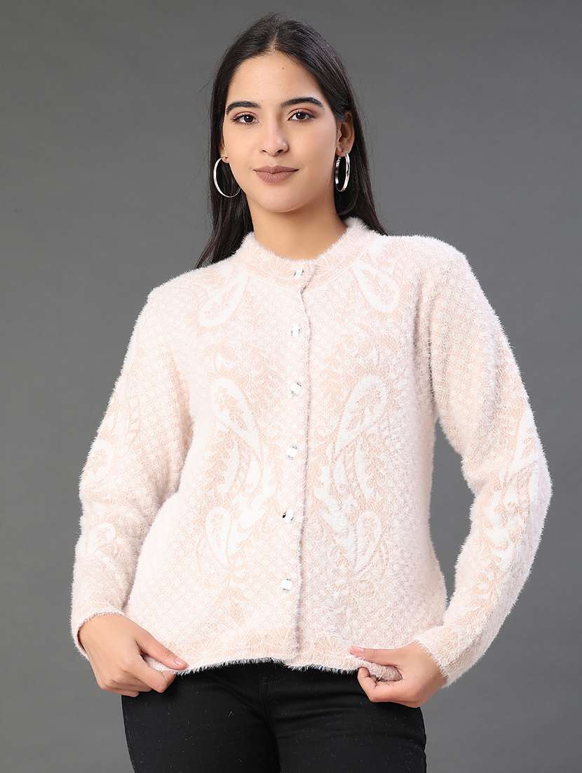 women self design long sleeve cardigan - 22105452 -  Standard Image - 1