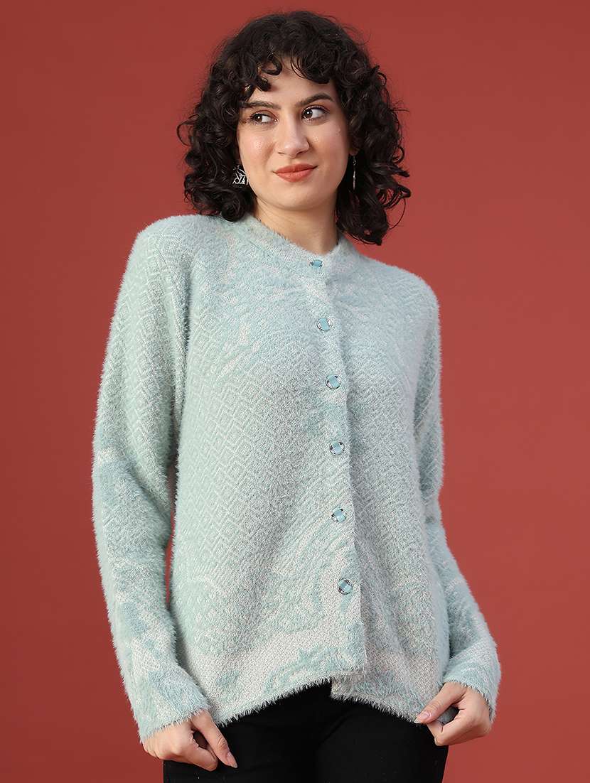 women self design long sleeve cardigan - 22105454 -  Standard Image - 1