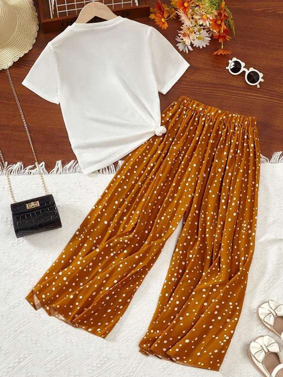 girls printed top & palazzo co-ord set - 22105502 - Standard Image - 1
