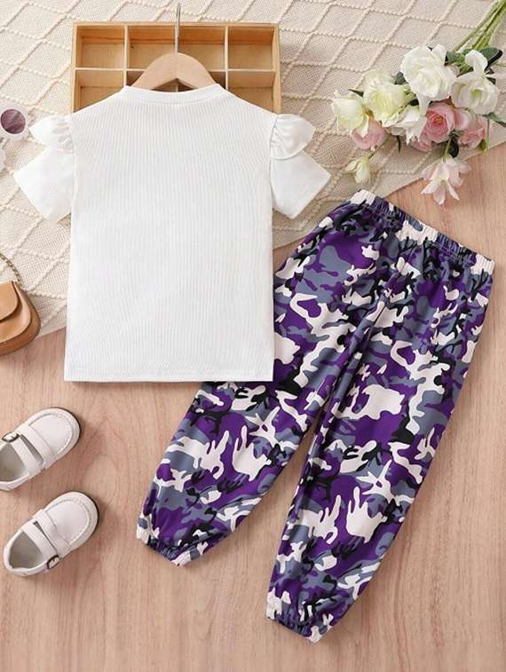 girls printed top & palazzo set co-ord set - 22105505 - Standard Image - 1