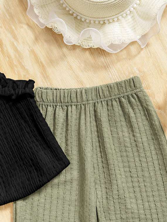 girls solid top & palazzo co-ord set - 22105516 - Standard Image - 6