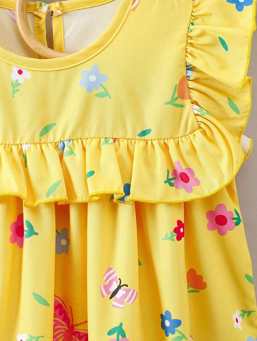 girls printed ruffle sleeve a-line dress - 22105519 - Standard Image - 4