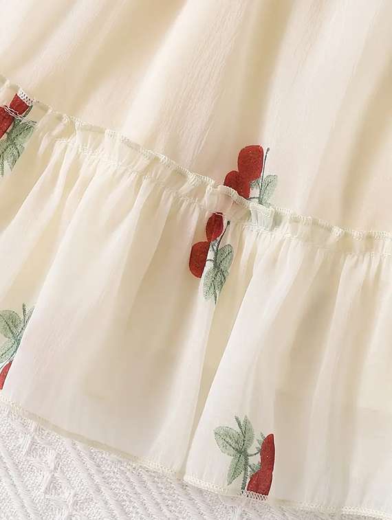 girls embroidered puff sleeve tiered dress - 22105523 - Standard Image - 4