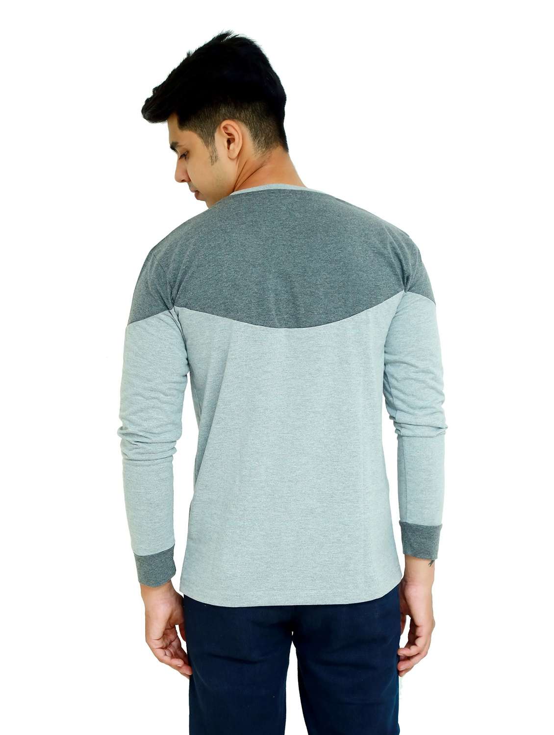 men color block long sleeve regular fit t-shirt - 22105576 -  Standard Image - 1