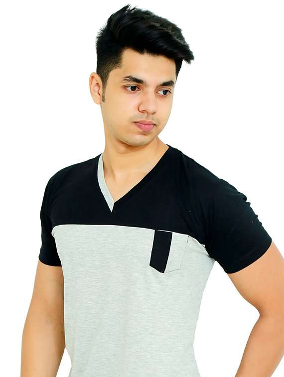 men color block short sleeve regular fit t-shirt - 22105577 - Standard Image - 1