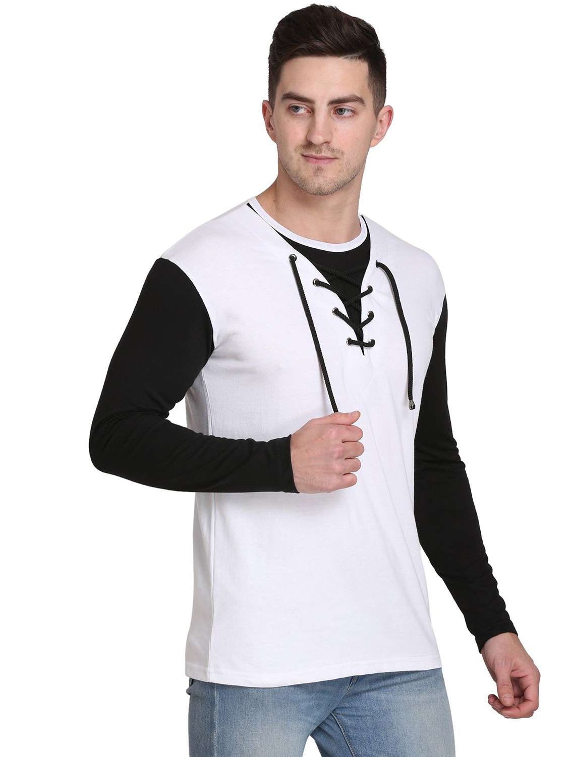 men color block long sleeve regular fit t-shirt - 22105591 - Standard Image - 1
