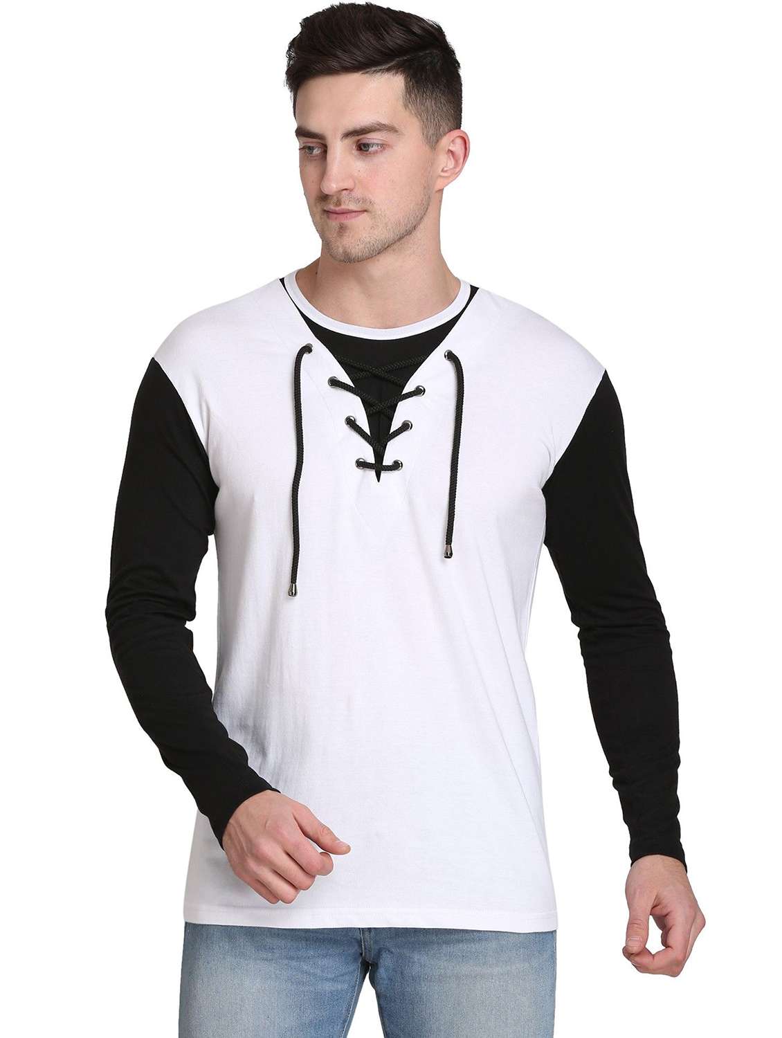 men color block long sleeve regular fit t-shirt