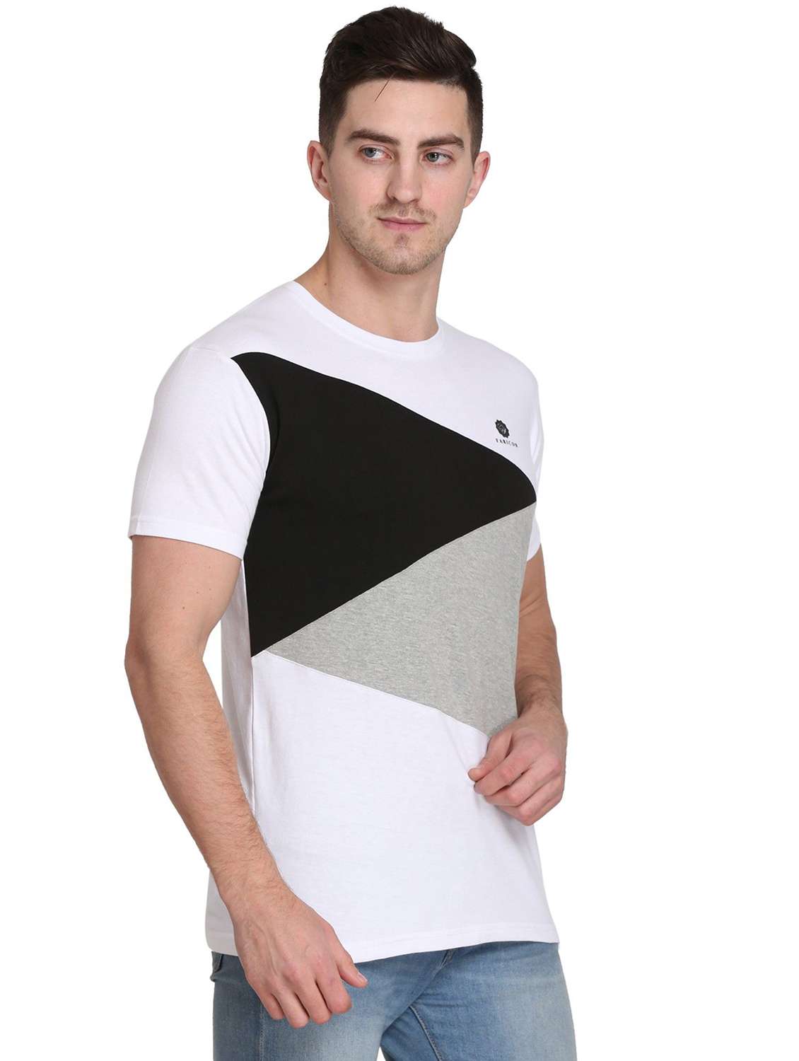 men color block short sleeve regular fit t-shirt - 22105608 - Standard Image - 1