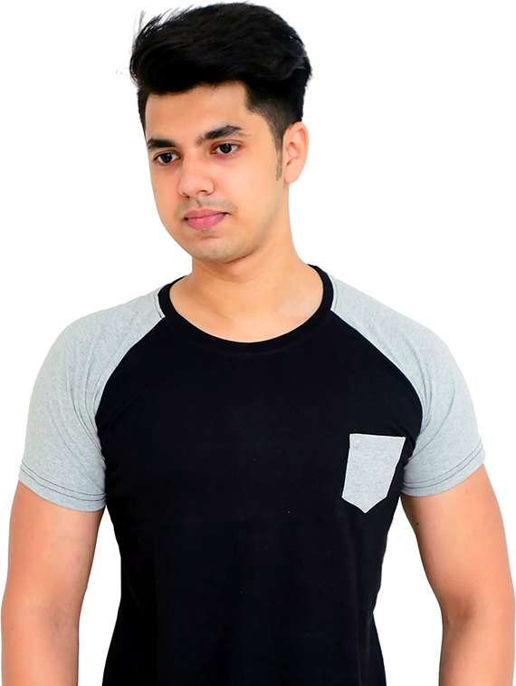 men color block raglan sleeve regular fit t-shirt - 22105616 - Standard Image - 1