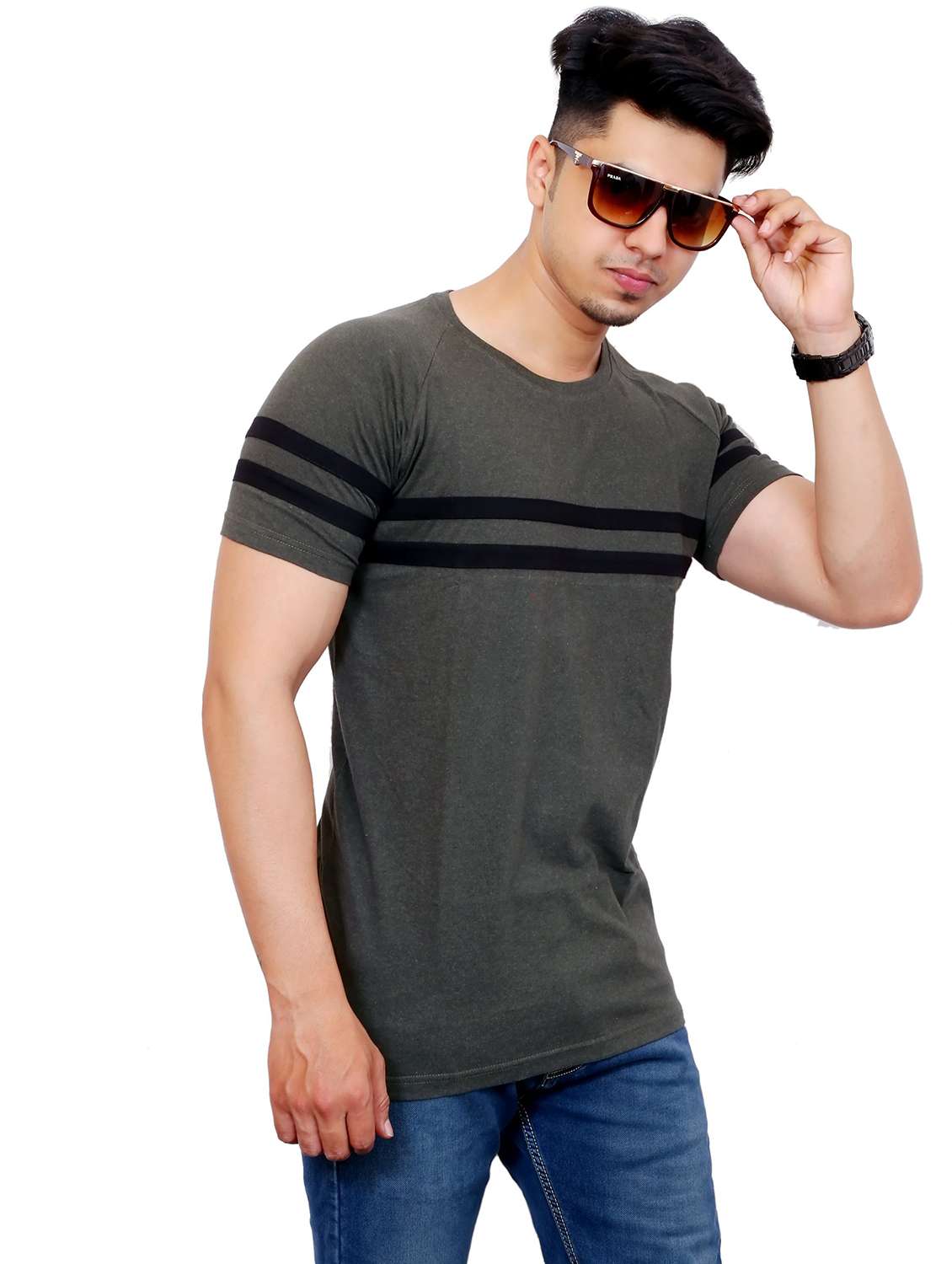 men striped short sleeve regular fit t-shirt - 22105621 -  Standard Image - 1
