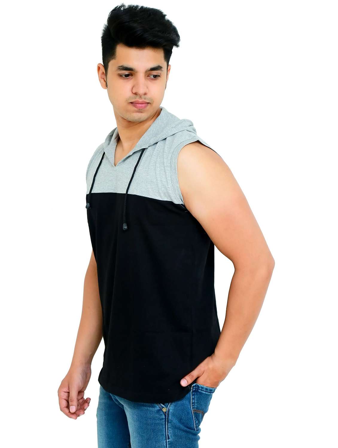 men color block sleeveless regular fit t-shirt - 22105626 - Standard Image - 1