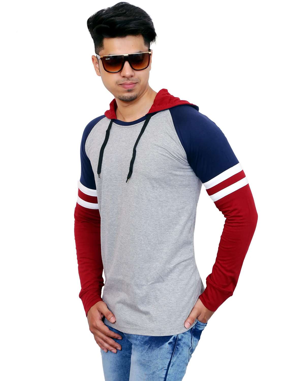 men color block long sleeve regular fit t-shirt - 22105630 -  Standard Image - 1