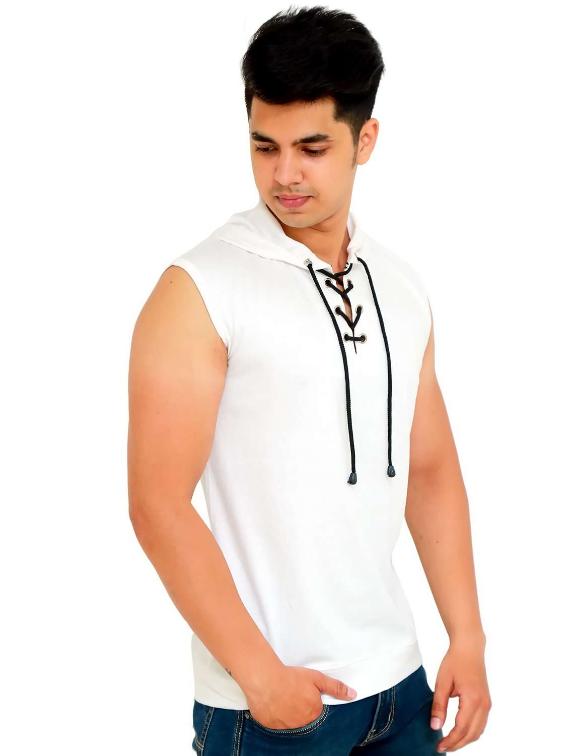 men solid sleeveless regular fit t-shirt - 22105851 - Standard Image - 1