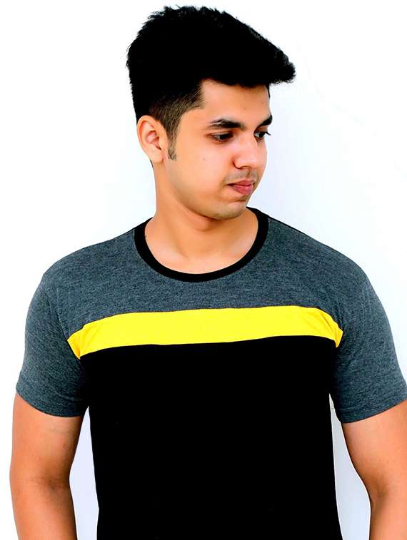 men color block short sleeve regular fit t-shirt - 22105852 - Standard Image - 1