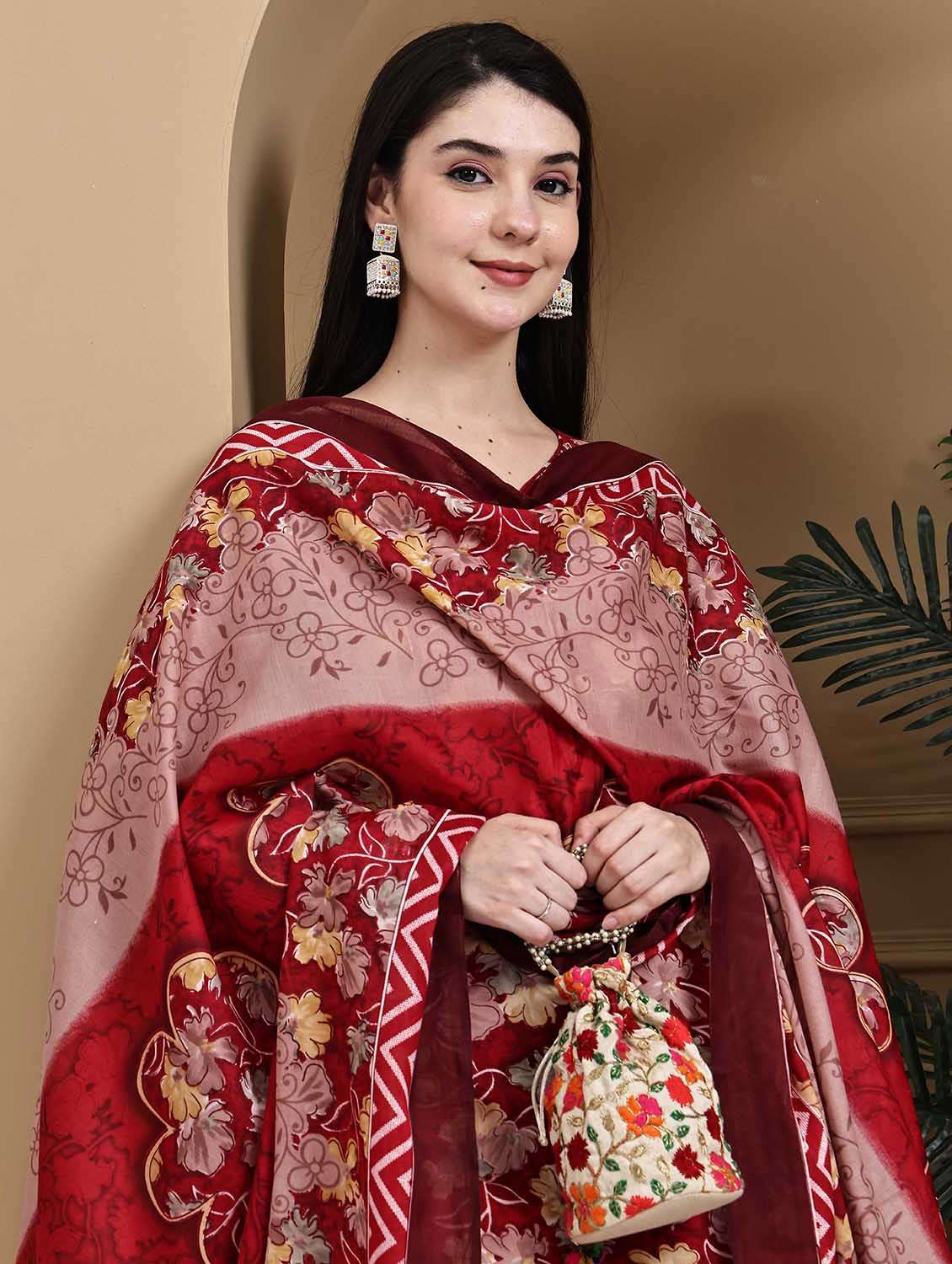 women printed three quarter sleeve kurta salwar with dupatta set - 22105885 -  Standard Image - 4