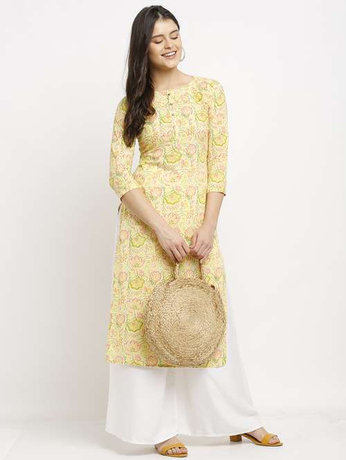 women three quarter sleeve straight kurta - 22105919 -  Standard Image - 0