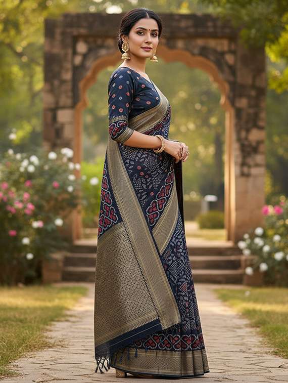 women printed bordered saree with blouse - 22105937 -  Standard Image - 1