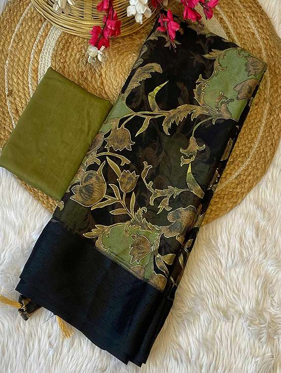 women printed casual wear saree with blouse - 22105949 - Standard Image - 4