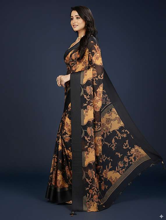 women printed casual wear saree with blouse - 22105952 -  Standard Image - 1