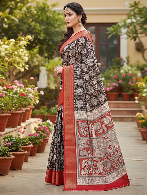 women printed casual wear saree with blouse - 22105957 -  Standard Image - 1