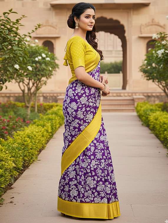 women printed casual wear saree with blouse - 22105961 -  Standard Image - 1