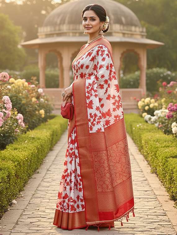 women printed casual wear saree with blouse - 22105962 -  Standard Image - 1