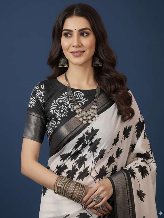 women printed casual wear saree with blouse - 22105964 -  Standard Image - 1