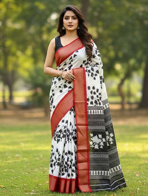 women printed casual wear saree with blouse - 22105966 -  Standard Image - 0