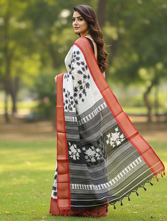 women printed casual wear saree with blouse - 22105966 -  Standard Image - 1