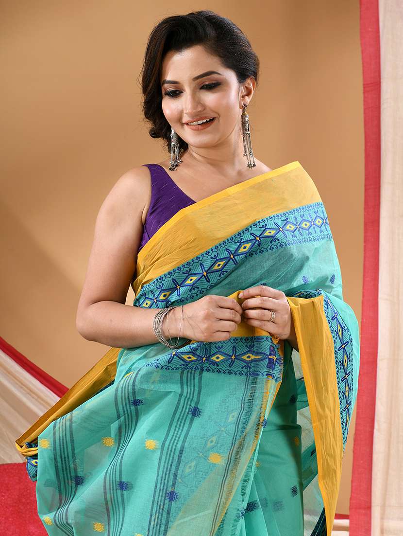 women self design tant saree - 22105986 -  Standard Image - 4