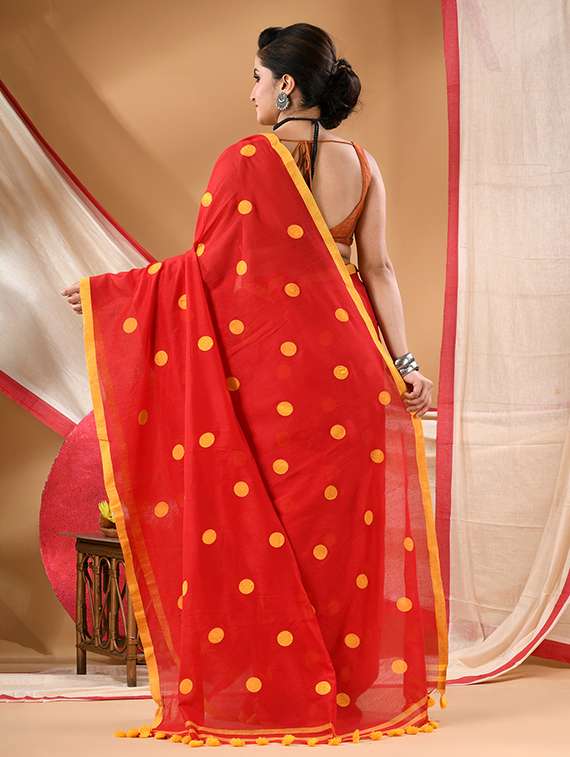 women polka dot handloom saree - 22105997 -  Standard Image - 1