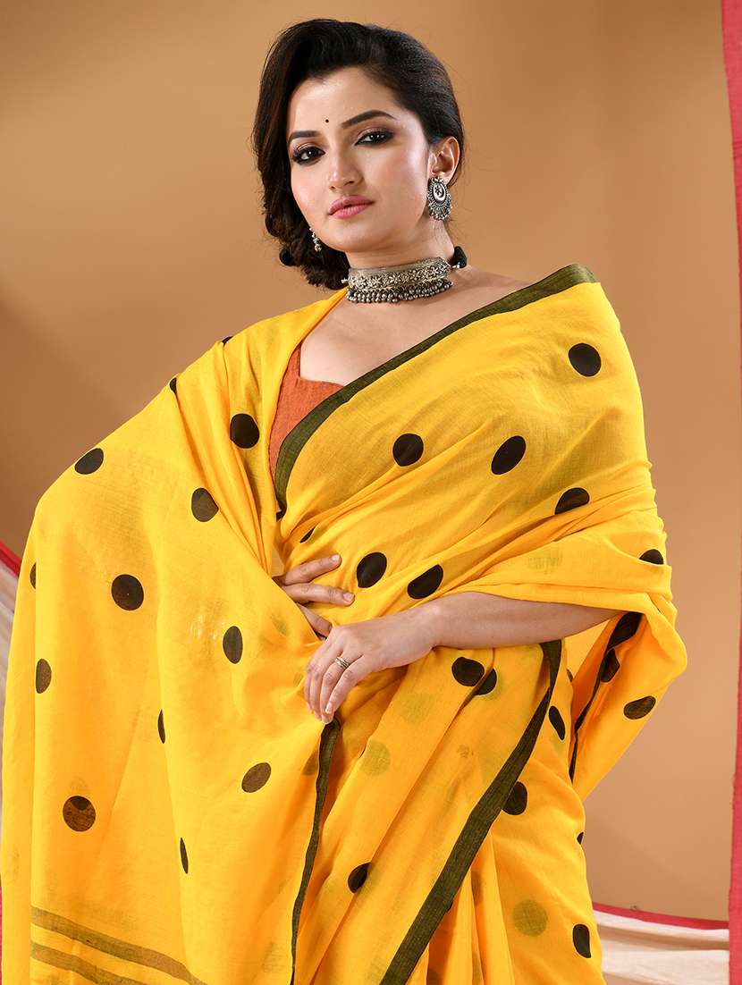 women polka dot handloom saree - 22106000 - Standard Image - 1
