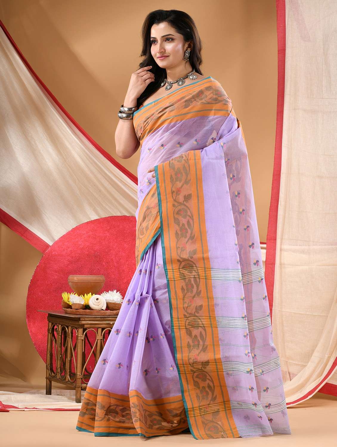 women self design tant saree - 22106015 -  Standard Image - 1
