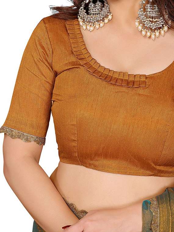 women solid with embellished bordered saree with blouse - 22106048 -  Standard Image - 4