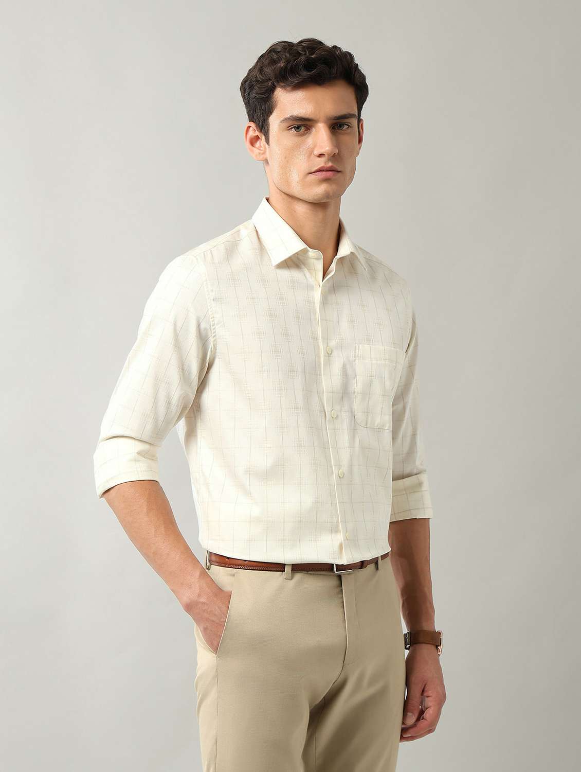men printed long sleeve regular fit formal shirt - 22106050 - Standard Image - 1
