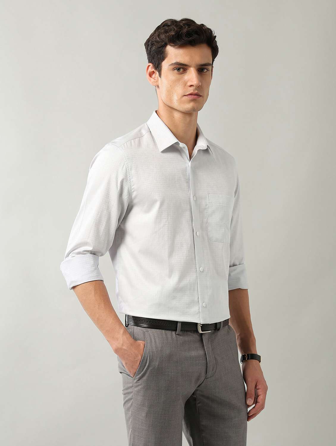 men printed long sleeve regular fit formal shirt - 22106055 -  Standard Image - 1