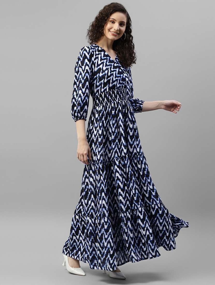 women printed puff sleeve tiered dress - 22106096 -  Standard Image - 1