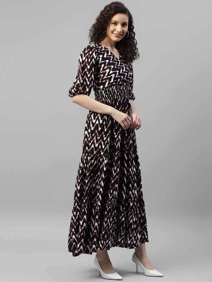 women printed puff sleeve tiered dress - 22106131 -  Standard Image - 1