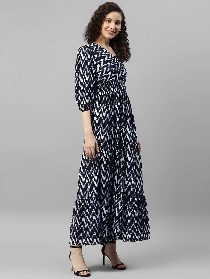 women printed puff sleeve tiered dress - 22106146 -  Standard Image - 1